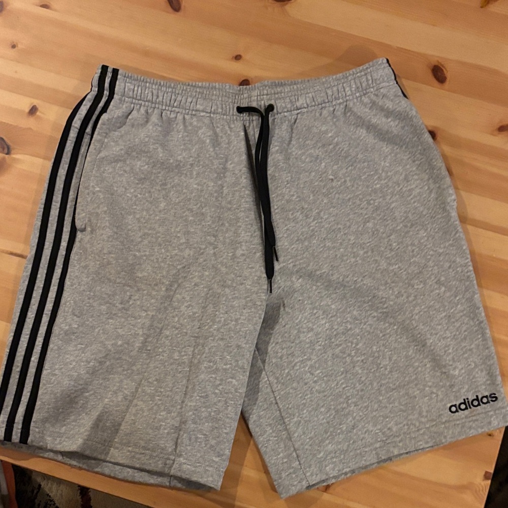 Adidas Men's Athletic Shorts in Gray with Black Stripes